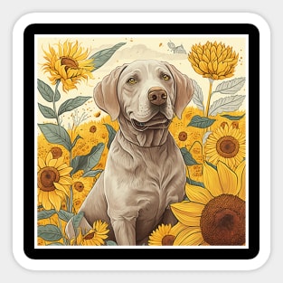 Labrador Retriever Dog, Surrounded by Sunflowers, Dog Lover Sticker